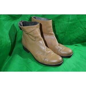 Ilse Jacobsen Womens Boots Tan Leather Ankle Booties Zip Back Pull On Size 10.5